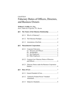 Fiduciary Duties of Officers, Directors, and Business Owners