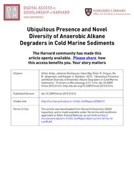 Ubiquitous Presence and Novel Diversity of Anaerobic Alkane Degraders in Cold Marine Sediments