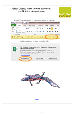 Great Crested Newt Method Statement for EPS Licence Application