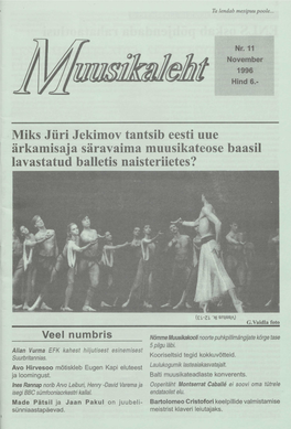 Miks Jüri Jekimov Tantsib Eesti Uue Ärkamisaja Säravaima Muusikateose Baasil Lavastatud Balletis Naisteriietes?