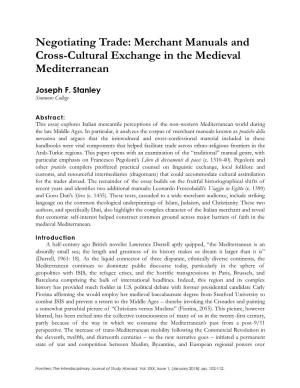 Negotiating Trade: Merchant Manuals and Cross-Cultural Exchange in the Medieval Mediterranean