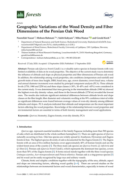 Geographic Variations of the Wood Density and Fiber Dimensions of the Persian Oak Wood
