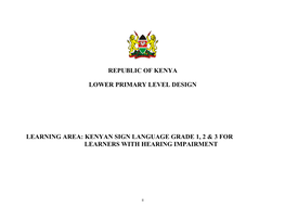Kenyan Sign Language Grade 1, 2 & 3 for Learners with Hearing Impairment