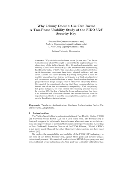 Why Johnny Doesn't Use Two Factor a Two-Phase Usability Study of The
