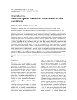 Original Article a Meta-Analysis of Voxel-Based Morphometric Studies on Migraine