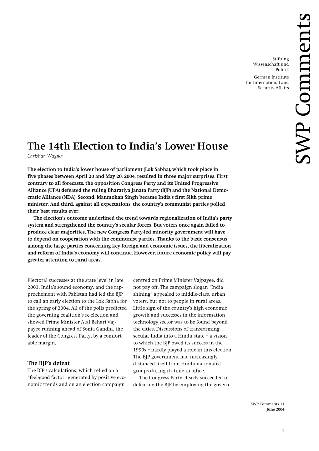 The 14Th Election to India's Lower House