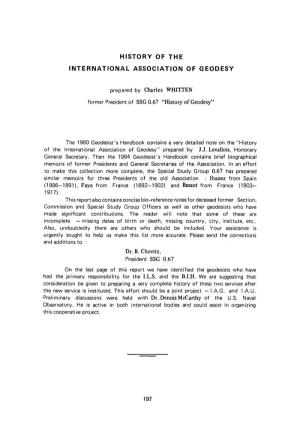 History of the International Association of Geodesy, Bulletin Géodésique, 62, 197-206, 1988