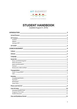 STUDENT HANDBOOK (Updated August 31, 2019)