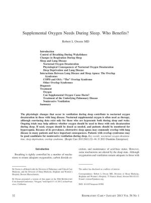 Supplemental Oxygen Needs During Sleep. Who Benefits?