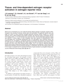 Tissue- and Time-Dependent Estrogen Receptor Activation in Estrogen Reporter Mice