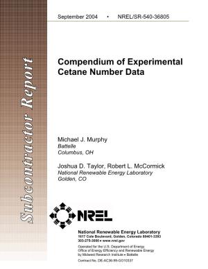 Compendium of Experimental Cetane Number Data