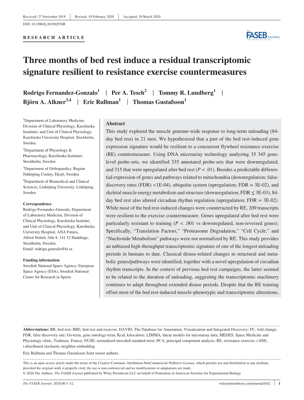 Three Months of Bed Rest Induce a Residual Transcriptomic Signature Resilient to Resistance Exercise Countermeasures