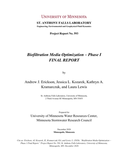 Biofiltration Media Optimization – Phase I FINAL REPORT