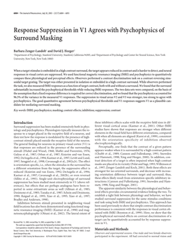 Response Suppression in V1 Agrees with Psychophysics of Surround Masking