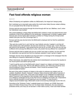 Download Fast Food Offends Religious Woman