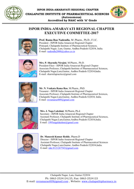 Ispor India-Amaravati Regional Chapter Executive Committee-2017