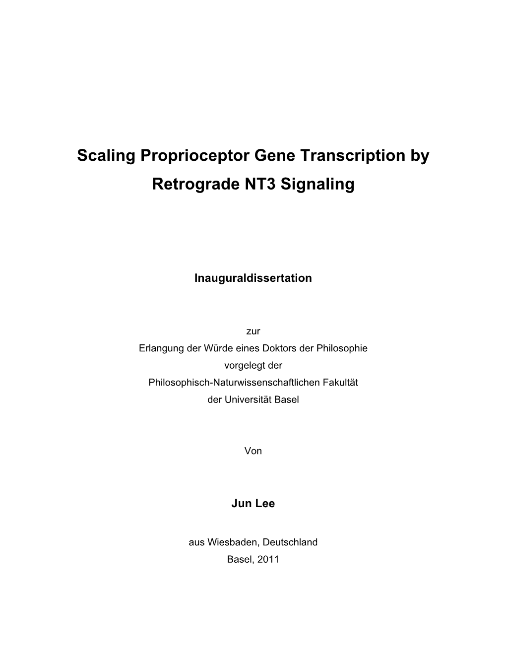 Scaling Proprioceptor Gene Transcription by Retrograde NT3 Signaling