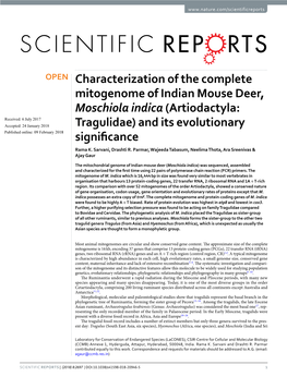 Characterization of the Complete Mitogenome of Indian Mouse Deer
