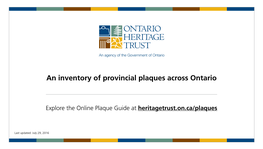 Provincial Plaques Across Ontario