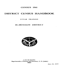District Census Handbook, 10-Budaun, Uttar Pradesh