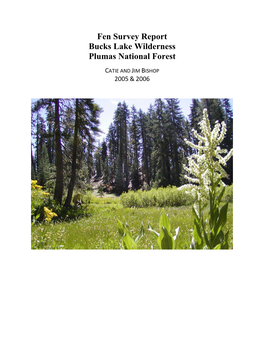 Fen Survey Report Bucks Lake Wilderness Plumas National Forest