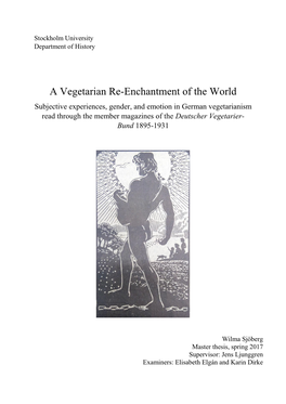 A Vegetarian Re-Enchantment of the World