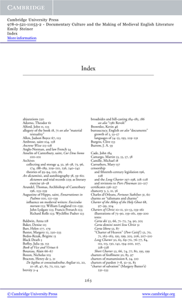 Documentary Culture and the Making of Medieval English Literature Emily Steiner Index More Information