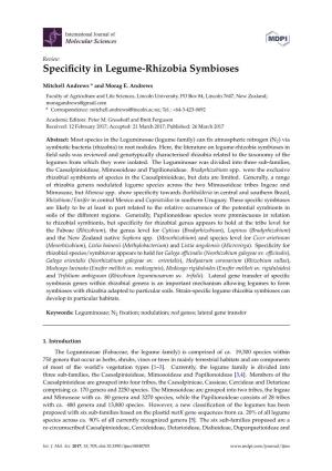 Specificity in Legume-Rhizobia Symbioses