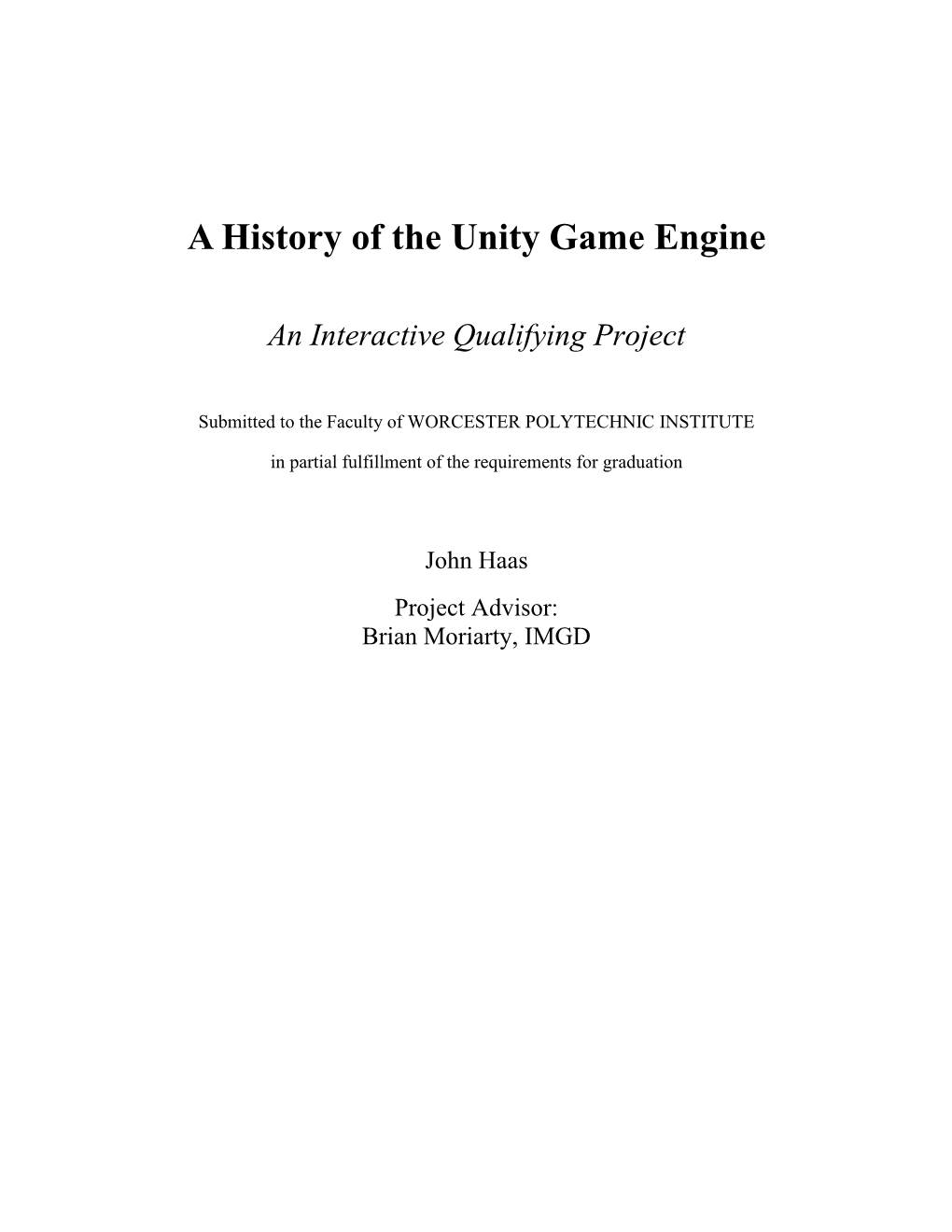 A History of the Unity Game Engine