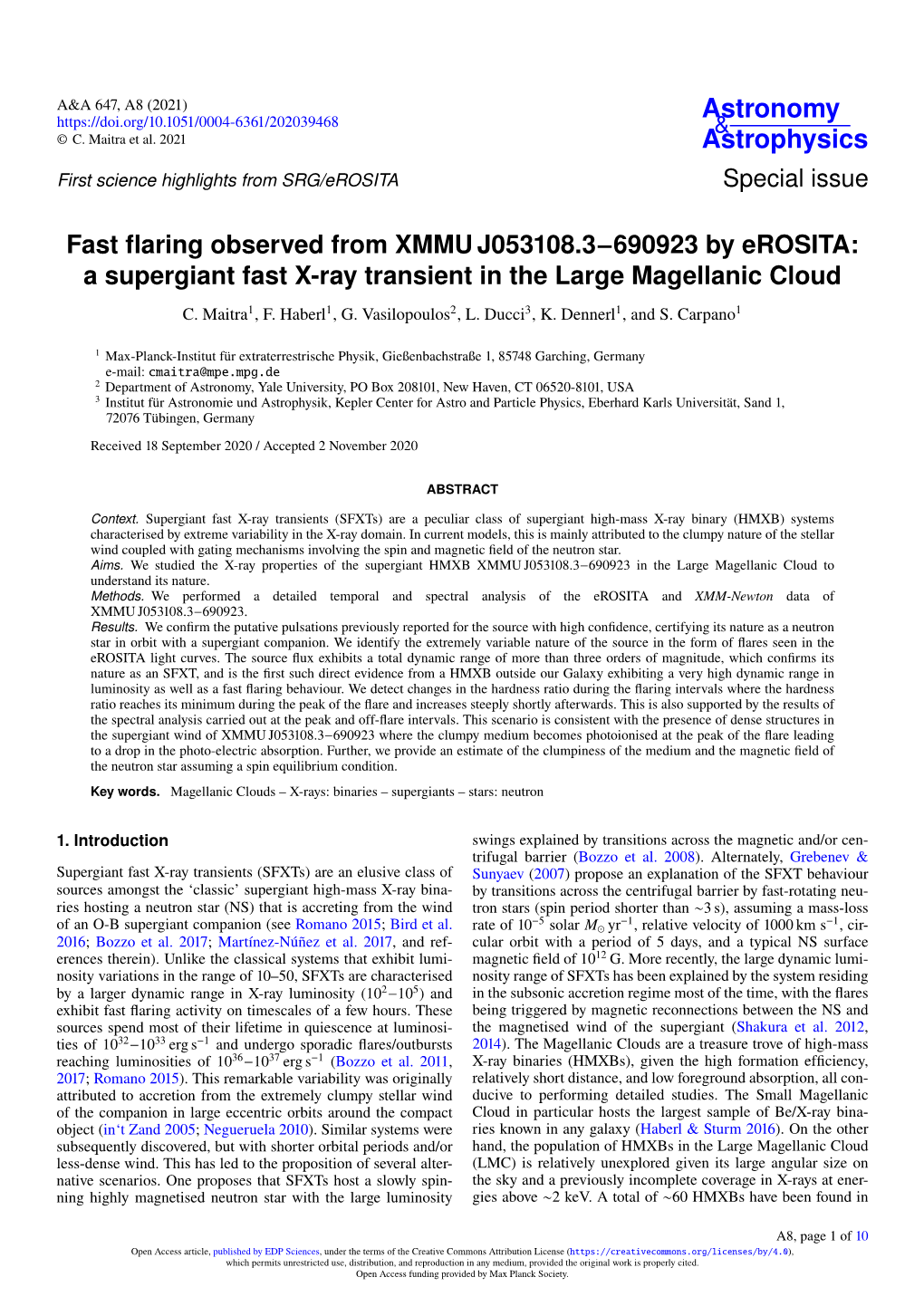 Fast Flaring Observed from XMMU J053108.3−690923 by Erosita: a Supergiant Fast X-Ray Transient in the Large Magellanic Cloud