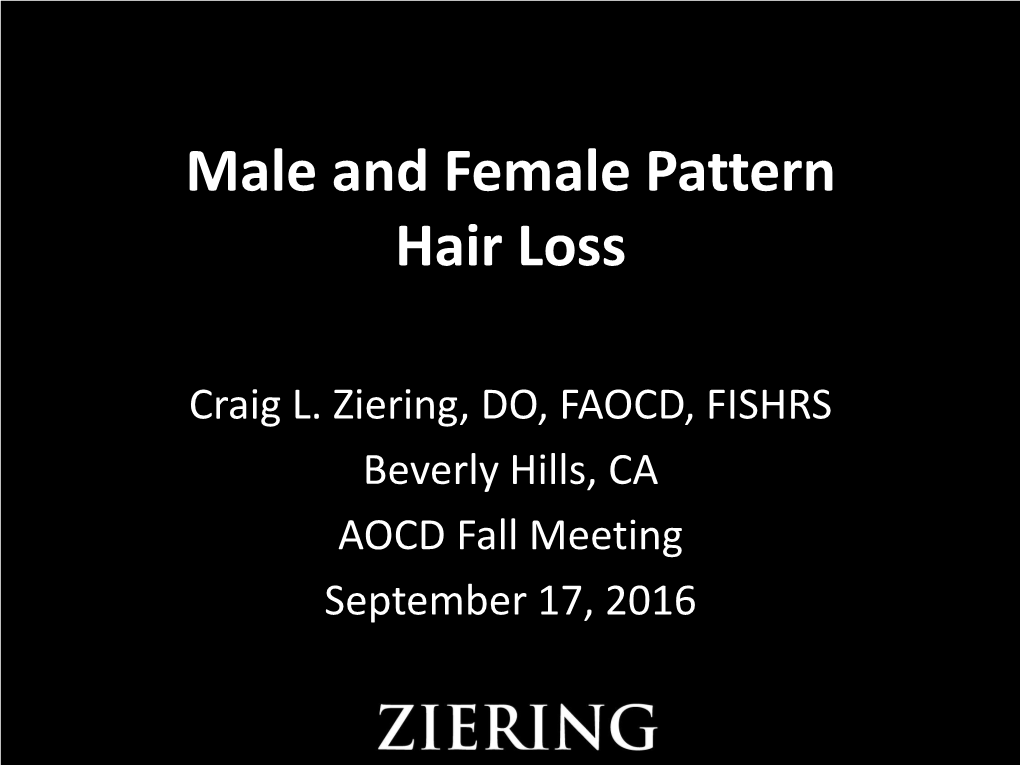 Male and Female Pattern Hair Loss