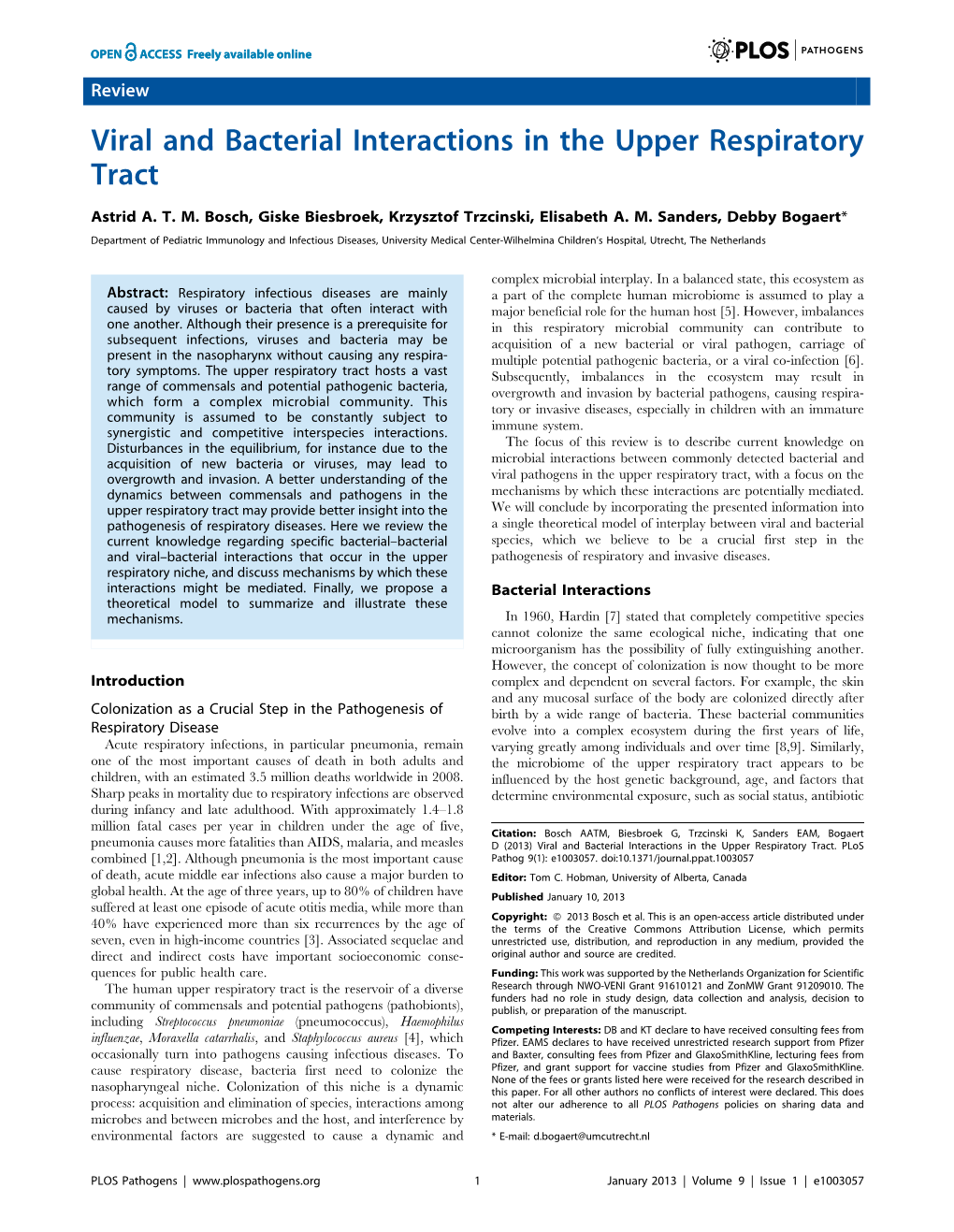 Viral and Bacterial Interactions in the Upper Respiratory Tract