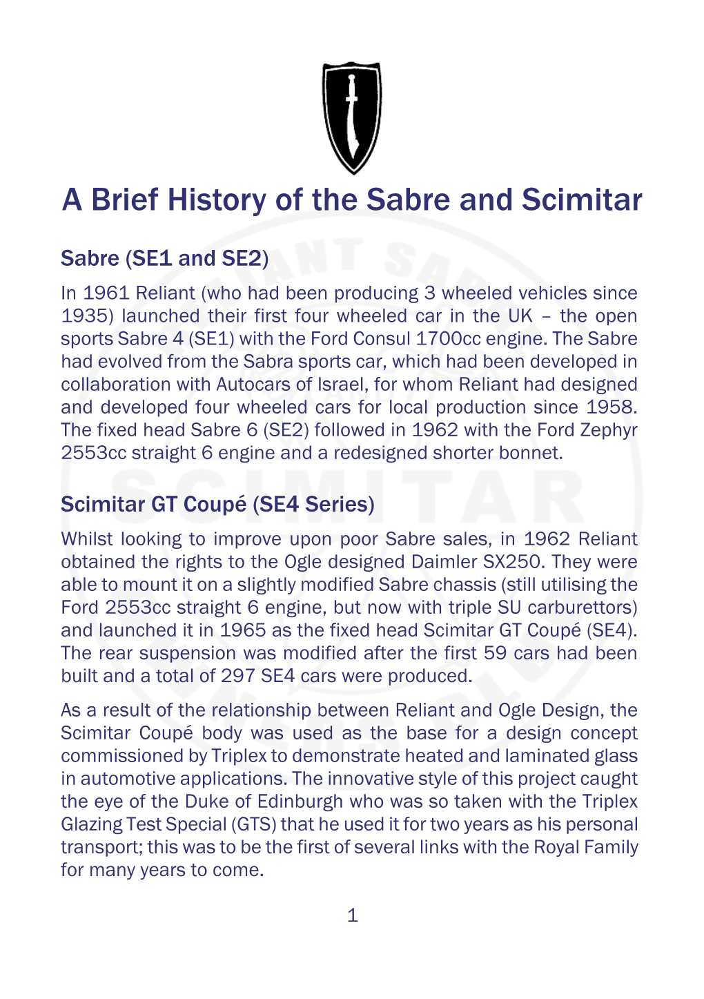 A Brief History of the Sabre and Scimitar