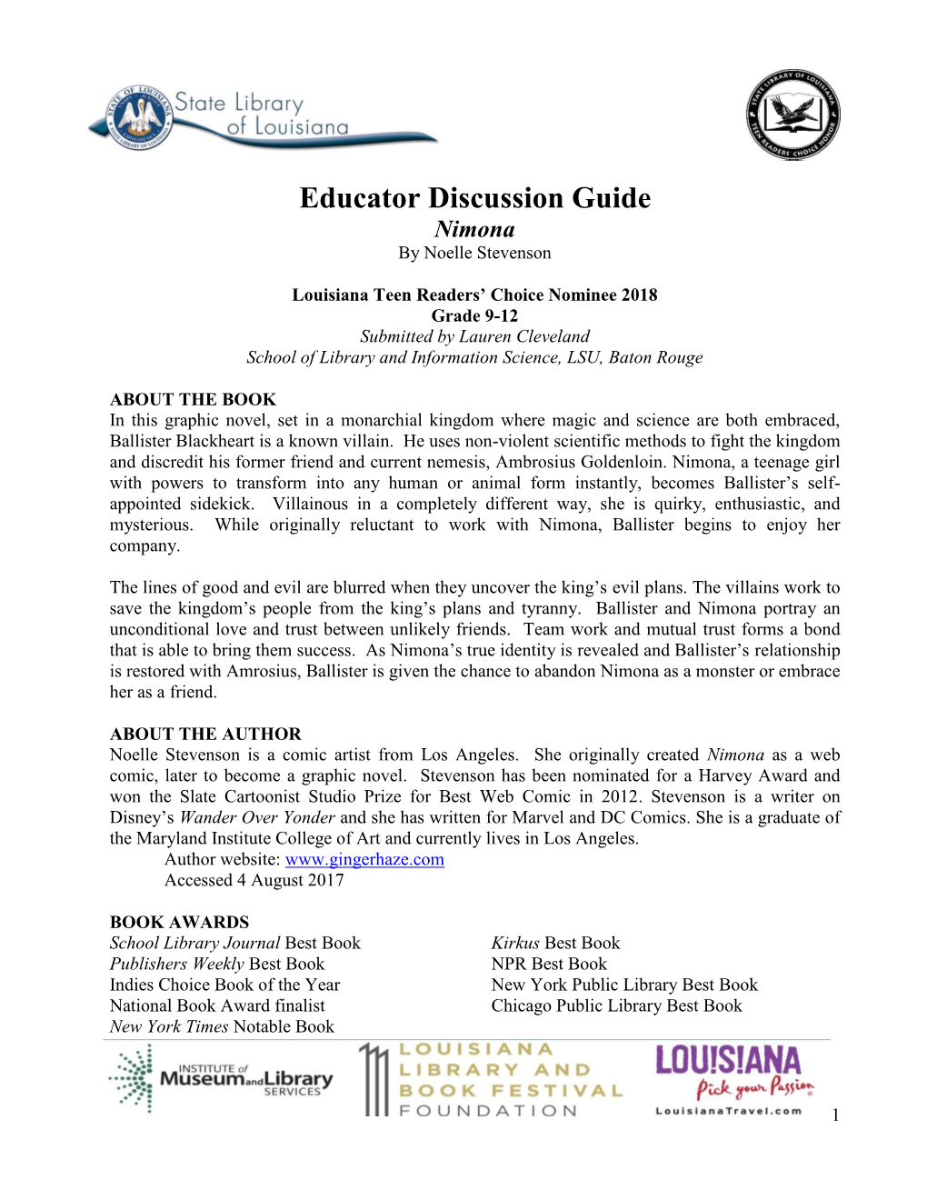 Educator Discussion Guide Nimona by Noelle Stevenson