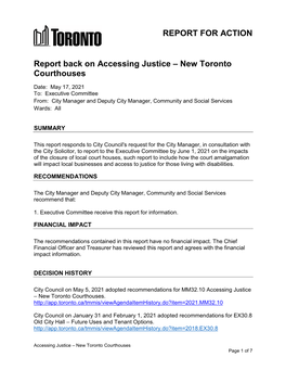 Eport Back on Accessing Justice – New Toronto Courthouses