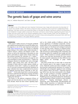 The Genetic Basis of Grape and Wine Aroma Jerry Lin1, Mélanie Massonnet1 and Dario Cantu 1