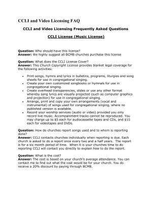 CCLI and Video Licensing FAQ