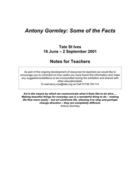 Antony Gormley: Some of the Facts