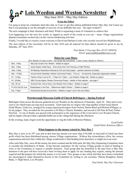 Lois Weedon and Weston Newsletter