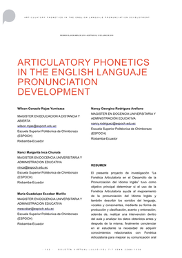 Articulatory Phonetics in the English Languaje Pronunciation Development