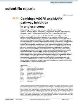 Combined VEGFR and MAPK Pathway Inhibition in Angiosarcoma Michael J