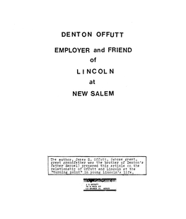 DENTON OFFUTT EMPLOYER and FRIEND LINCOLN NEW SALEM