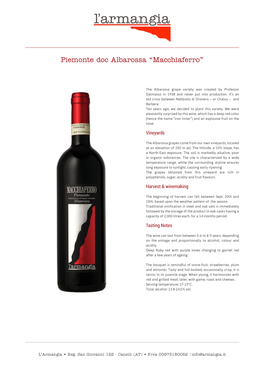 Piemonte Doc Albarossa “Macchiaferro”