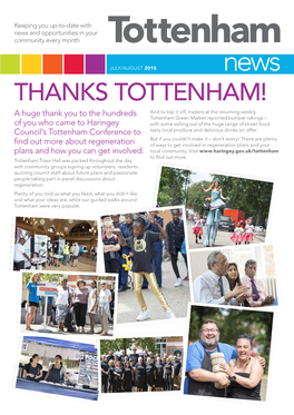 Tottenham News, the Newsletter from Haringey Council to Keep You About Updated About What’S Happening in Your Community, Including New Opportunities and Facilities