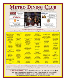 METRO DINING CLUB Become a Member Today and Save