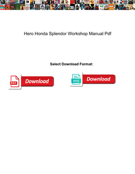 Hero Honda Splendor Workshop Manual Pdf