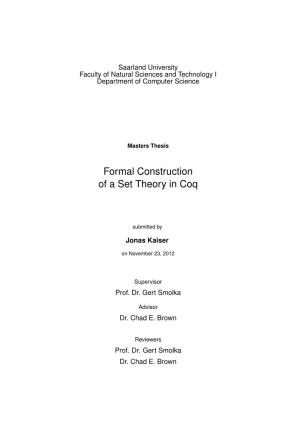 Formal Construction of a Set Theory in Coq