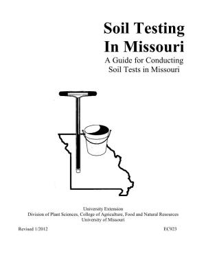 Soil Testing in Missouri a Guide for Conducting Soil Tests in Missouri