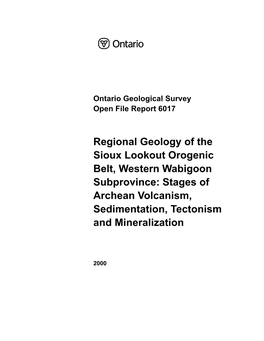 Regional Geology, Sioux Lookout Orogenic Belt