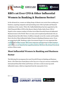 RBI's 1St Ever CFO & Other Influential Women in Banking & Business